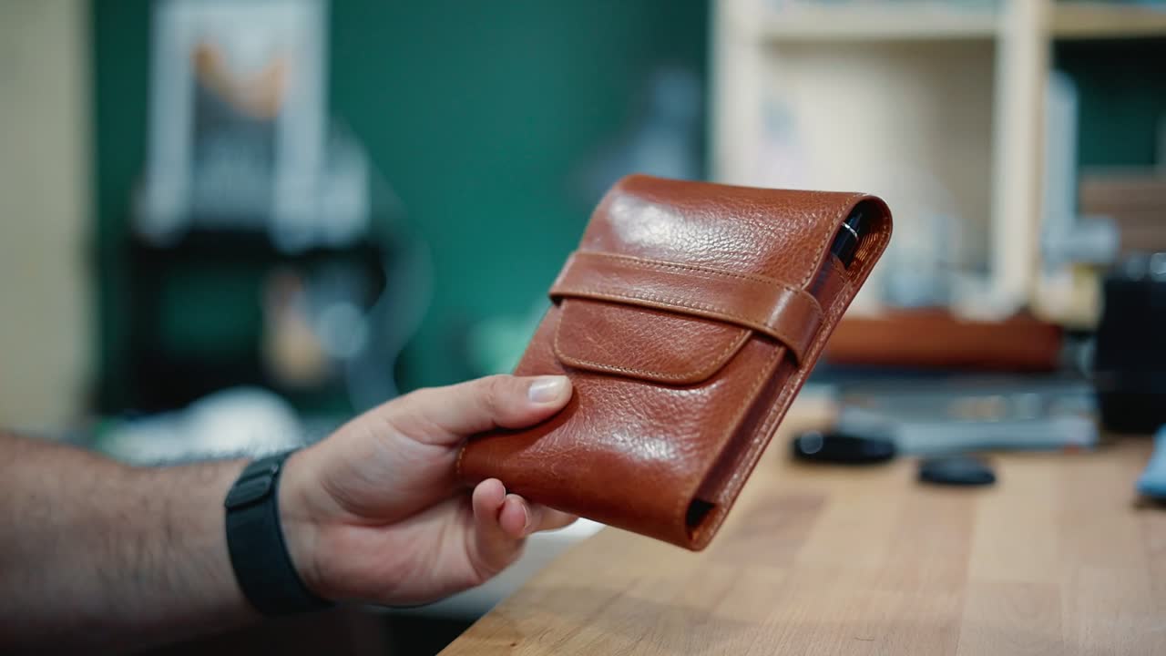 A Galen Leather TwinFlip pen case, closed